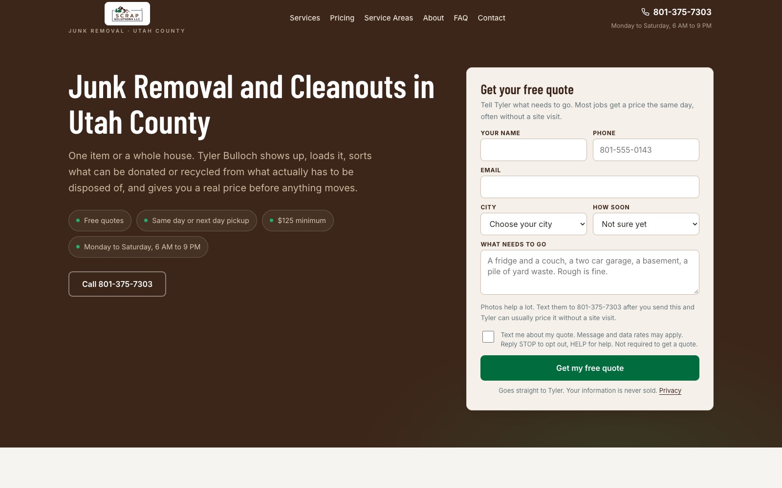 Scrap Solutions website built by WebDevAuto